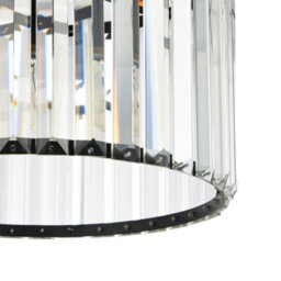 Happy Homewares Modern Chic Matte Black And Clear Crystal Glass Flush Ceiling Light Fitting - thumbnail 8