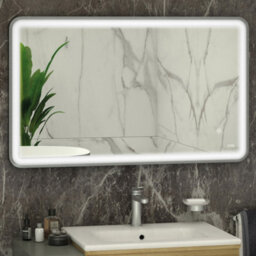RAK Ceramics Rak Art Soft 1000X600mm Brushed Nickel Rectangular Led Illuminated Bathroom Mirror With Touch Sensor & Demister Pad