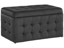 Beliani Luxor Black Velvet Tufted Storage Ottoman Bench - Hinged Top, Hidden Storage, Ready Assembled - thumbnail 3