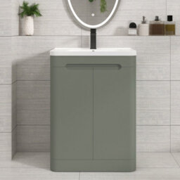 Royal Bathrooms Venice 600mm Sage Green Floor Standing Vanity Unit 2 Door With Ceramic Basin