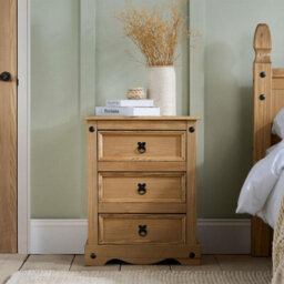 Birlea Pair Of Corona Large 3 Drawer Bedside Cabinet Bedside Mexican Chest - thumbnail 2