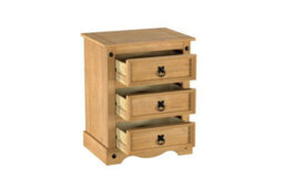 Birlea Pair Of Corona Large 3 Drawer Bedside Cabinet Bedside Mexican Chest - thumbnail 5