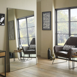 The Online Mirror Shop Leaner Mirror Islington Rectangular Shape With Black Aluminum Frame- H 180Cm X W 110Cm For Hanging In Bedroom, Entryway Or Hallway