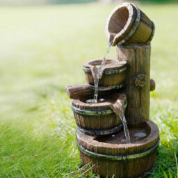 Geezy Barrel Water Feature Outdoor Indoor Led Fountain Waterfall Garden Decor - thumbnail 8