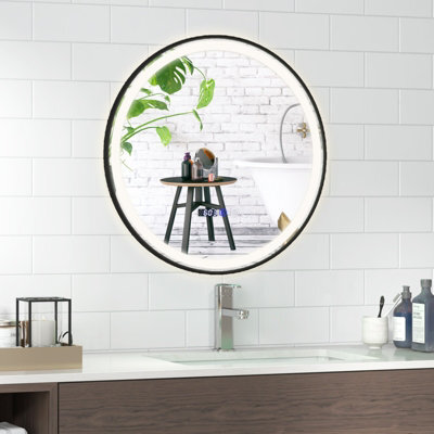 Costway 60 X 60 Cm Lighted Bathroom Mirror High-Definition Shatter-Proof Mirror With 3 Color Led Light - image 1
