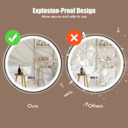 Costway 60 X 60 Cm Lighted Bathroom Mirror High-Definition Shatter-Proof Mirror With 3 Color Led Light - thumbnail 7