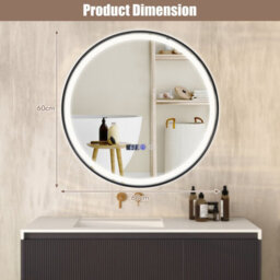 Costway 60 X 60 Cm Lighted Bathroom Mirror High-Definition Shatter-Proof Mirror With 3 Color Led Light - thumbnail 3