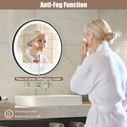 Costway 60 X 60 Cm Lighted Bathroom Mirror High-Definition Shatter-Proof Mirror With 3 Color Led Light - thumbnail 8