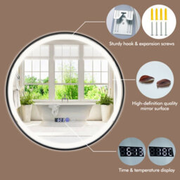 Costway 60 X 60 Cm Lighted Bathroom Mirror High-Definition Shatter-Proof Mirror With 3 Color Led Light - thumbnail 9