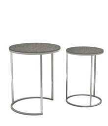 Urbn-Living Urbnliving 60Cm Height Black Marble Wood Top With Chrome Metal Legs Round Nesting Stackable Sofa Side Bedside End Table Set Of 2 - thumbnail 4