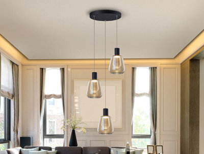 Luminosa Lighting Luminosa Carisa Cluster Pendant Ceiling 3 Light Black Led 3000K - Uk Stock - image 1