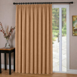 Oxford Homeware Plain Beige 230Gsm Blackout Curtain Thermal Insulated Pencil Pleat For Door Curtain (W)168Cmx(L)213Cm Single Panel - thumbnail 7