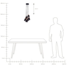Beliani Cluster Pendant Lamp - Black Metal And Light Wood, 6 Integrated Lights, 68Cm Drop - thumbnail 7