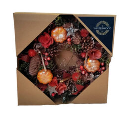 SNOW WHITE 30Cm Autumn Christmas Door Wreath Small Decorative Wreath With Orange Foliage - thumbnail 4