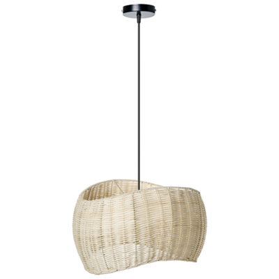 Wyld And Coco Natural Rattan Pendant Lamp With Irregular Iron Frame, Warm White Light - W34 X H135Cm - image 1