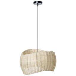 Wyld And Coco Natural Rattan Pendant Lamp With Irregular Iron Frame, Warm White Light - W34 X H135Cm - thumbnail 1