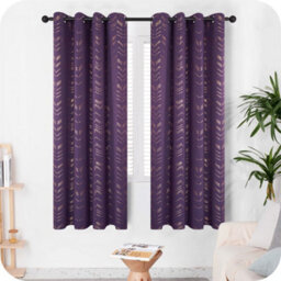 Deconovo Foil Printed Window Treatment 46 X 90 Inch Purple Grape 2 Panels Thermal Insulated Super Soft Eyelet Blackout Curtains - thumbnail 2
