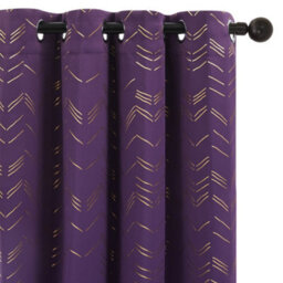 Deconovo Foil Printed Window Treatment 46 X 90 Inch Purple Grape 2 Panels Thermal Insulated Super Soft Eyelet Blackout Curtains - thumbnail 1