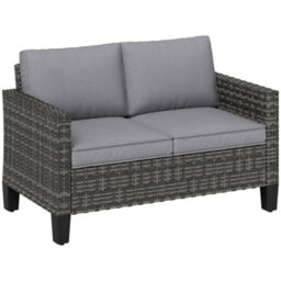 Wyld Haus Nolo Dark Grey 2-Seater Outdoor Sofa With Cushions, Galvanised Steel Frame, Pe Wicker (L128 X D74 X H75Cm) - thumbnail 2