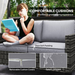 Wyld Haus Nolo Dark Grey 2-Seater Outdoor Sofa With Cushions, Galvanised Steel Frame, Pe Wicker (L128 X D74 X H75Cm) - thumbnail 6