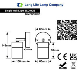 Long Life Lamps Company Adjustable Black Outdoor Wall Light Zlc042B - thumbnail 2