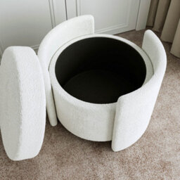 CARME Home Layla Mocha Dressing Table With Elsie Led Mirror & Maeva Bouclé Storage Stool - thumbnail 8