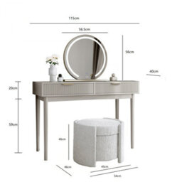 CARME Home Layla Mocha Dressing Table With Elsie Led Mirror & Maeva Bouclé Storage Stool - thumbnail 9