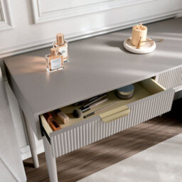 CARME Home Layla Mocha Dressing Table With Elsie Led Mirror & Maeva Bouclé Storage Stool - thumbnail 2