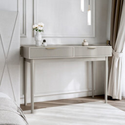 CARME Home Layla Mocha Dressing Table With Elsie Led Mirror & Maeva Bouclé Storage Stool - thumbnail 4