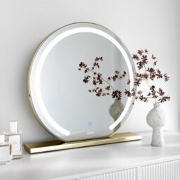 CARME Home Layla Mocha Dressing Table With Elsie Led Mirror & Maeva Bouclé Storage Stool - thumbnail 5