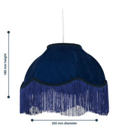 First Choice Lighting Fringe - Navy Blue Velvet Fringed Pendant Or Lamp Shade - thumbnail 4