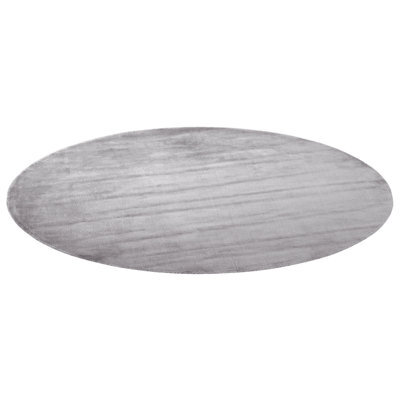 Beliani Light Grey Round Viscose Rug 140Cm - Hand-Tufted Low Pile, Soft Modern Area Rug - image 1
