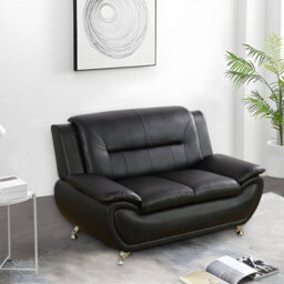 SquareBoxx Eclipse 3+2 Modern Leather Sofa Set - Black - thumbnail 4
