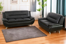 SquareBoxx Eclipse 3+2 Modern Leather Sofa Set - Black - thumbnail 7