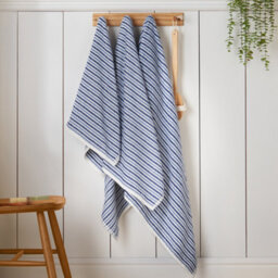 Catherine Lansfield Rice Weave Stripe Cotton 50X90Cm Hand Towel Blue