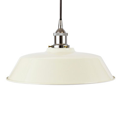 Clay White Chancery Painted Dome Pendant Light With Nickel Lamp Holder And Black Round Cable - Se Home - image 1