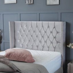 Bsspoke Cream Velvet Divan Bed Chesterfield Wingback End Lift Up Ottoman Storage With Mattress 54Inch Headboard In All Sizes - thumbnail 4