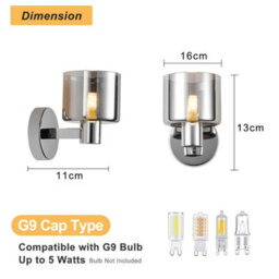 Harper Living Modern Wall Light, Indoor Wall Lamp With Chrome Finish & Smoked Glass Shade, Wall Sconce Lights - thumbnail 9