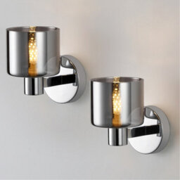 Harper Living Modern Wall Light, Indoor Wall Lamp With Chrome Finish & Smoked Glass Shade, Wall Sconce Lights - thumbnail 6