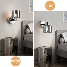 Harper Living Modern Wall Light, Indoor Wall Lamp With Chrome Finish & Smoked Glass Shade, Wall Sconce Lights - thumbnail 8