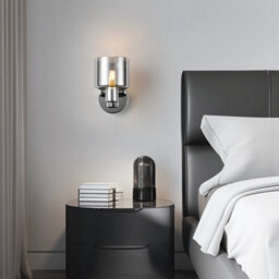 Harper Living Modern Wall Light, Indoor Wall Lamp With Chrome Finish & Smoked Glass Shade, Wall Sconce Lights - thumbnail 2