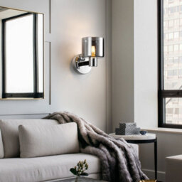 Harper Living Modern Wall Light, Indoor Wall Lamp With Chrome Finish & Smoked Glass Shade, Wall Sconce Lights - thumbnail 4
