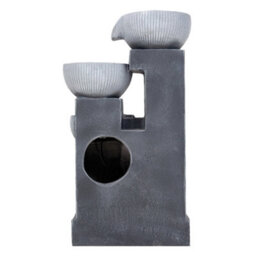 Breeins 4-Tier Textured Bowl Solar-Powered Water Fountain Outdoor Gardening Decor, Curved Faux Stone Design - thumbnail 8