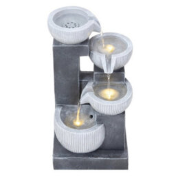 Breeins 4-Tier Textured Bowl Solar-Powered Water Fountain Outdoor Gardening Decor, Curved Faux Stone Design - thumbnail 2