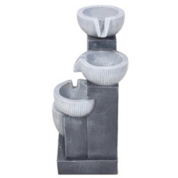 Breeins 4-Tier Textured Bowl Solar-Powered Water Fountain Outdoor Gardening Decor, Curved Faux Stone Design - thumbnail 7