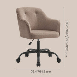 Ledrem Office Chair, Swivel Chair, Desk Chair, Makeup Vanity Chair, Cotton-Linen Fabric, Home Office, Study, Bedroom, Brown - thumbnail 5