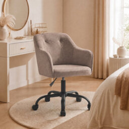 Ledrem Office Chair, Swivel Chair, Desk Chair, Makeup Vanity Chair, Cotton-Linen Fabric, Home Office, Study, Bedroom, Brown - thumbnail 2