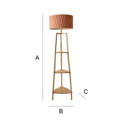 Valuelights Hiru Shelf Tripod Floor Lamp With Orange Checkerboard Bamboo Shade - thumbnail 7