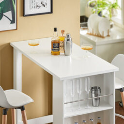 Sobuy Fwt17-Ii-W Kitchen Breakfast Bar Table Modern Dining Table With 3-Tier Storage Shelves Tall Table,white,w112Xd57Xh106 - thumbnail 5