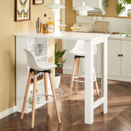 Sobuy Fwt17-Ii-W Kitchen Breakfast Bar Table Modern Dining Table With 3-Tier Storage Shelves Tall Table,white,w112Xd57Xh106 - thumbnail 2